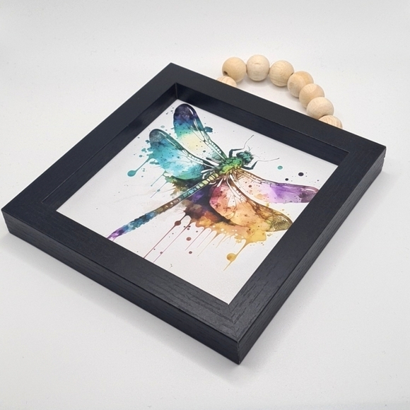 Dragonfly Watercolor Oil Painting Hanging Framed Art Print - Picture 7 of 7